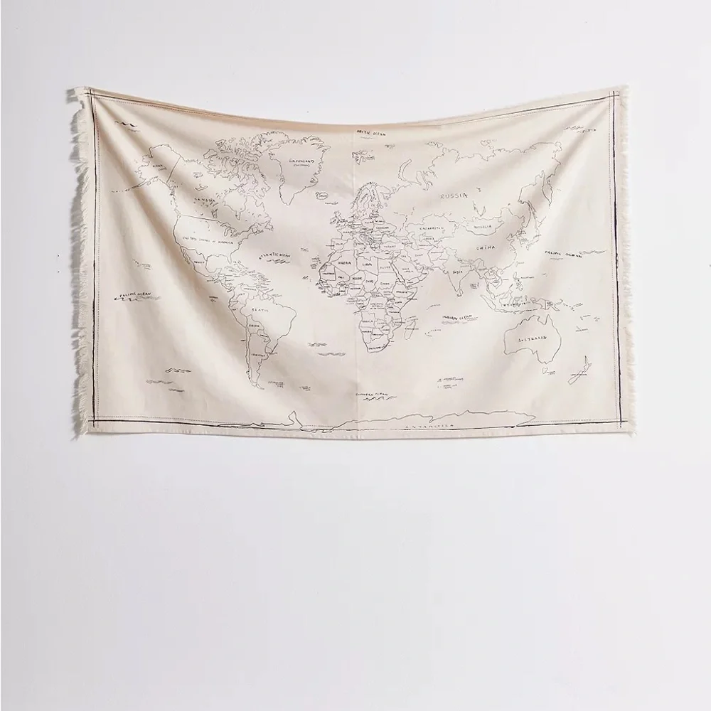 New🌟Urban Outfitters-Hand-Drawn World Map Tapestry